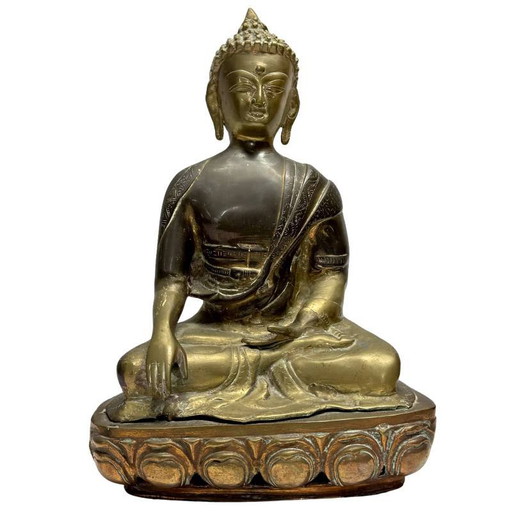 Buda principios del siglo XX bronce – Sino-Tibetano – Bhumisparsha mudra – lote 476