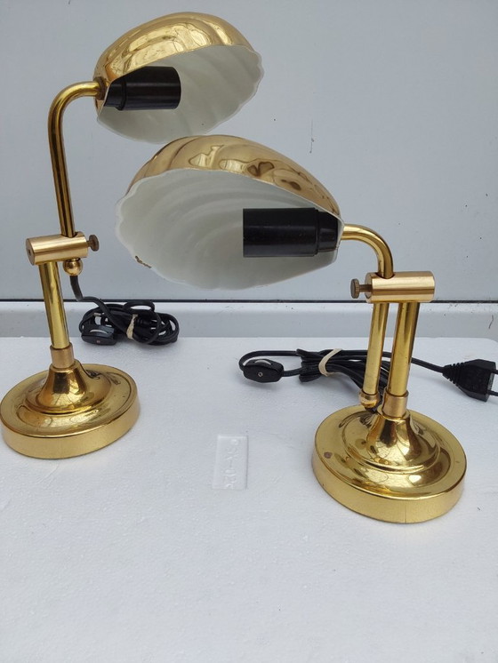 Image 1 of 2 shell lamps gold color HANS KÖGL style shell model