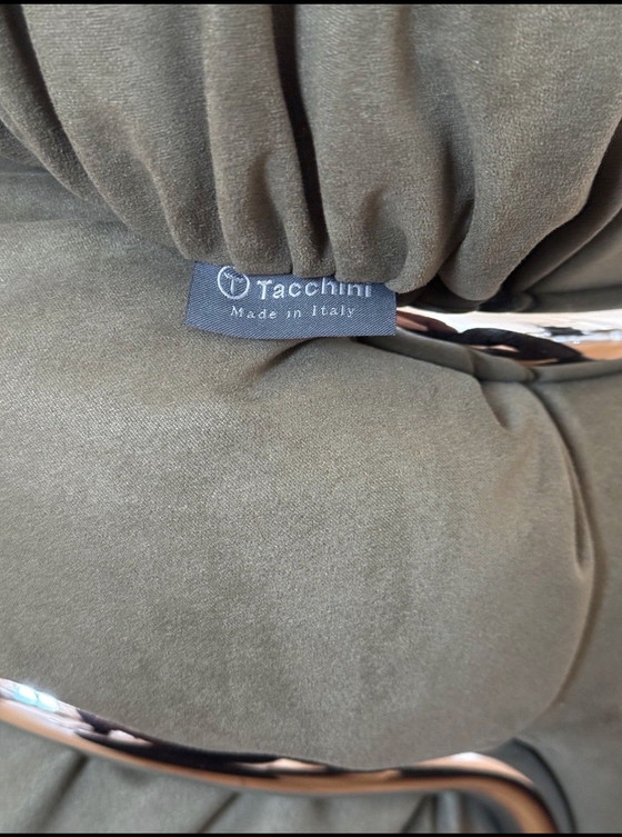 Image 1 of Tacchini Sesann Sessel, grün und chrom