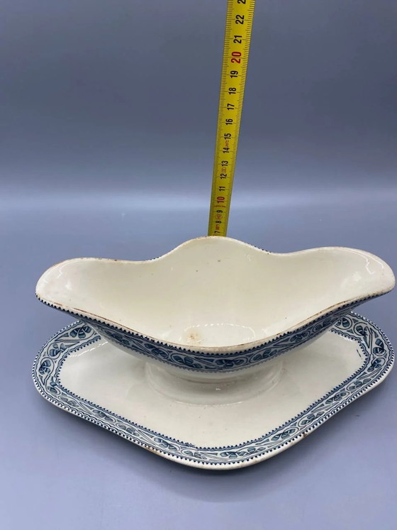 Boulenger Choisy-le-Roi Faience Gravy Boat, Champigny Pattern, with Original Attached Stand – Crockery (photo 7 of 7)
