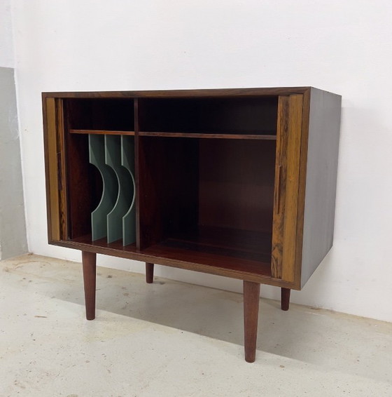 Image 1 of Rosewood Tambour Door Cabinet By Kai Kristiansen For Feldballes