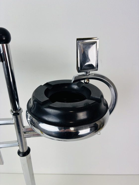 Image 1 of Vintage Art deco chrome staande asbak rooktafel