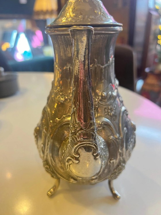 Image 1 of Barokke koffiepot van massief 800 zilver, gemerkt, ca. 1900-1920, geboorte pot