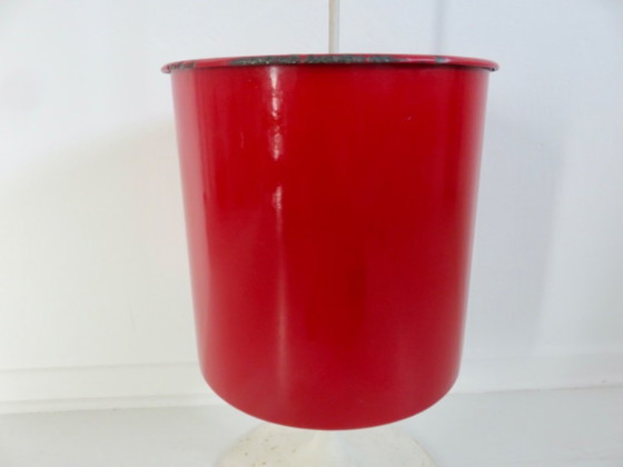 Image 1 of Portaombrelli a forma di tulipano in lamiera smaltata e ottone, Francia, anni '50