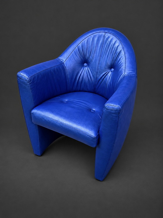 2x Leolux Carabita Fauteuils cuir bleu cobalt (photo 5 sur 8)