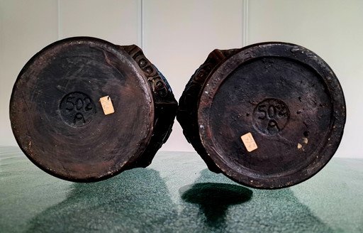 Conjunto de 2 jarrones de piedra de mediados de siglo