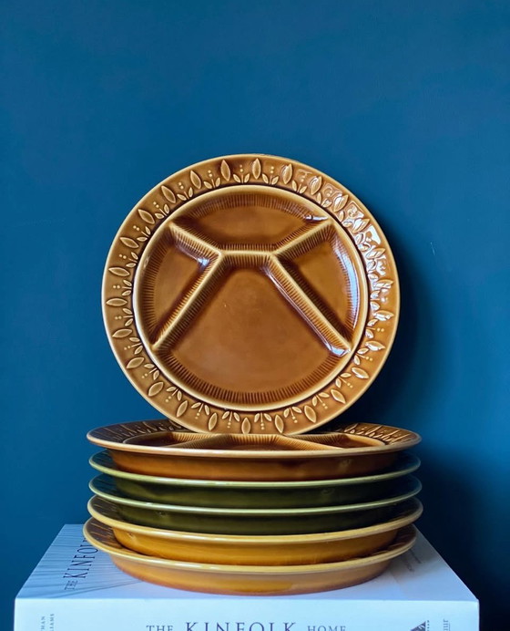 Image 1 of Sarreguemines set of 6 vintage fondue or gourmet plates