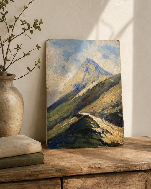 Jean-François Louis Merlet, Castillo de Montségur, óleo sobre panel, 1939 – schilderijen tekeningen, Wood