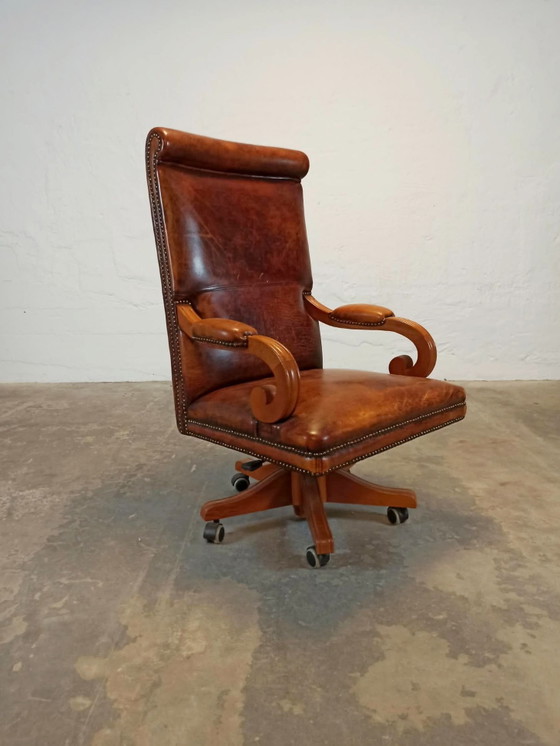 Fauteuil de capitaine pivotant en cuir – Bois (photo 2 of 15)