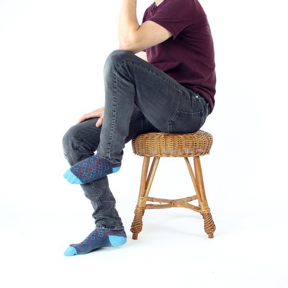 Image 1 of Vintage rotan kruk, Tsjecho-Slowakije 1960