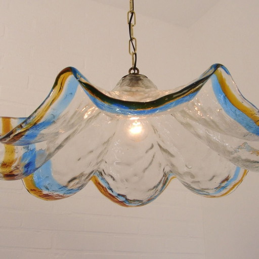 Lámpara colgante grande de cristal de Murano soplado a mano | Italia | Década de 1970 | Diseño de vidrio orgánico
