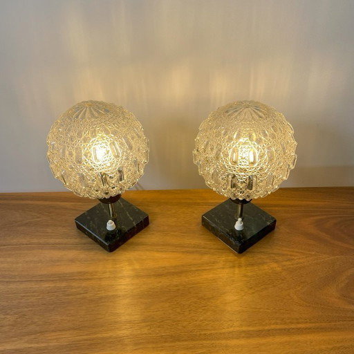 Set of night lights, bulb on marble base