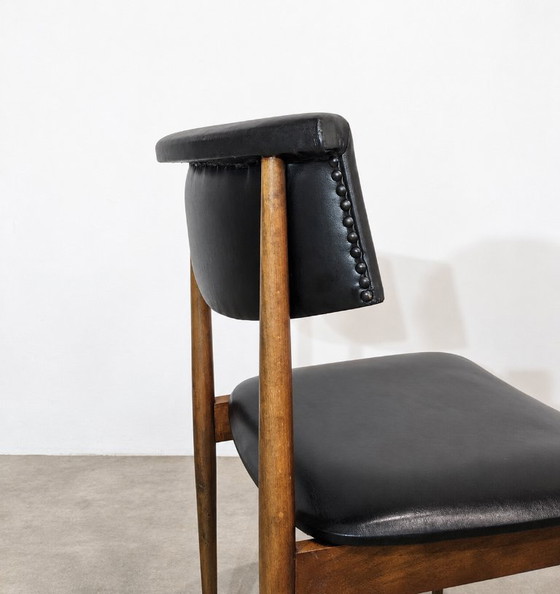 Set of 6 vintage Mid-Century chairs – 1960s – Dining chairs, Skai, Wood (photo 7 of 9)