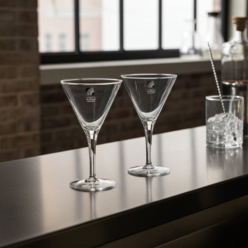 2 bicchieri da Martini vintage in cristallo soffiato a mano di Luigi Bormioli Tiziano