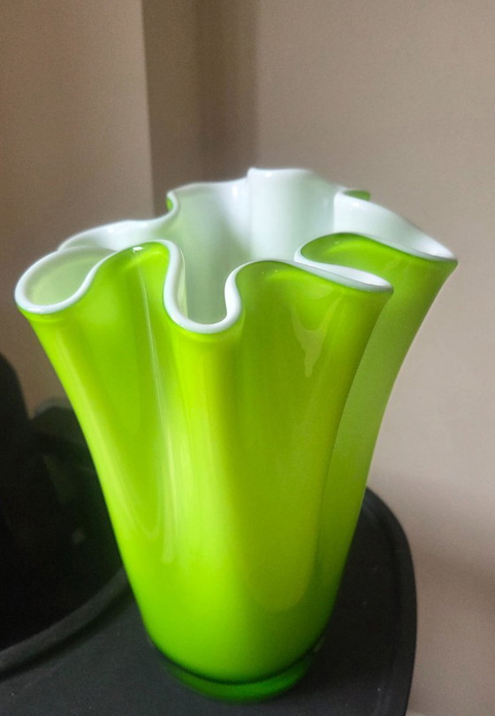 Image 1 of Green Murano glass vase 1960s style