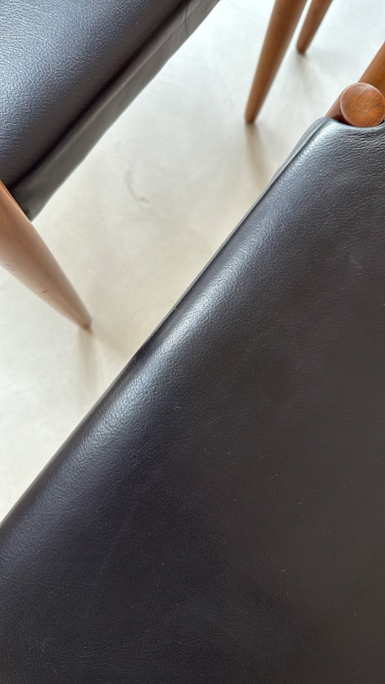 Image 1 of Fünf antike Lübke-Esszimmerstühle aus Holz mit Kunstledersitzen