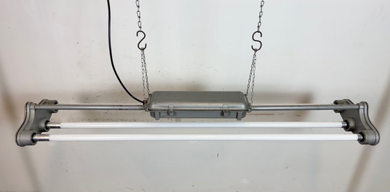 Image 1 of Lampadario industriale grigio a sospensione di Polam Gdansk, anni '70