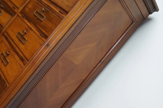 Image 1 of Französischer Apotheken-/Aktenschrank aus Nussholz, 1920er