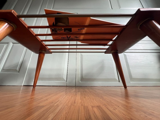 Image 1 of Rara mesa de centro original Cor Alons para C. den Boer Gouda (años 50, teca y cristal)