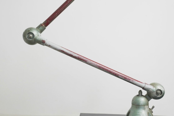 Image 1 of Vintage 1950s Jieldé Lamp Standard Industrial Wall Light, Two-Arm Early Model Riveted Label, French Factory Workshop Patina, 195