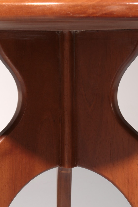 Image 1 of Italian Craftsmanship Round Walnut Side Table from the 60s