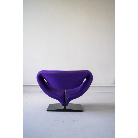 Image 1 of Vintage paarse linten fauteuil in metaal en stof van Pierre Paulin voor Artifort, 1966