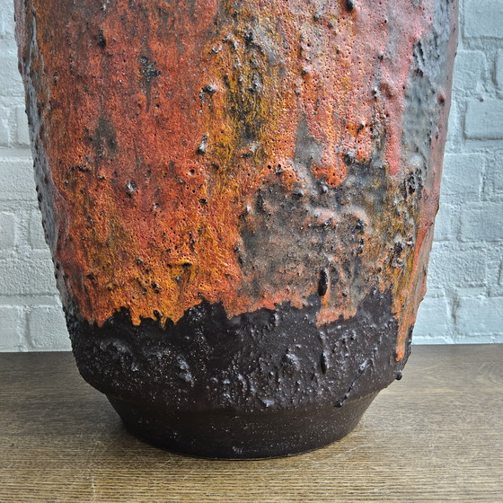 Image 1 of XXL West Germany Floor Vase Carstens Tonnieshof Fat Lava / West Germany Ceramic Vase Extra Large