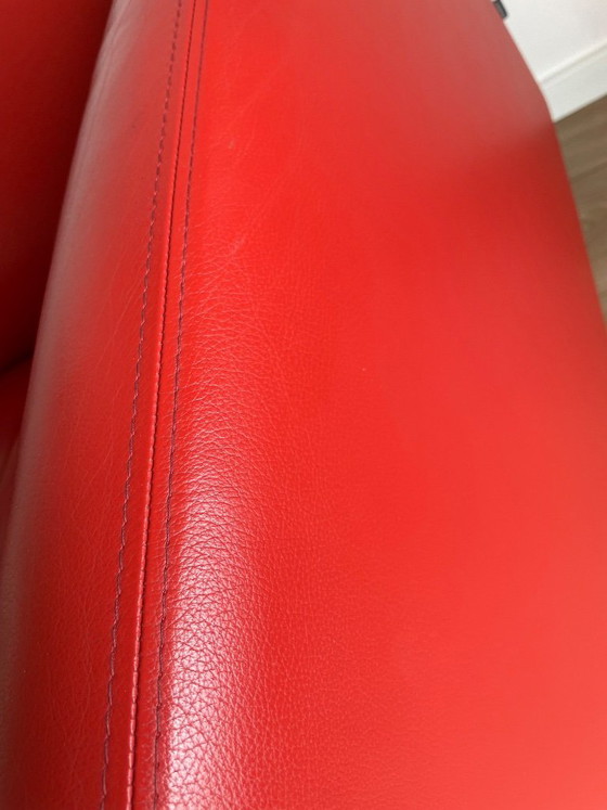 Image 1 of Design rode leren bank GELDERLAND 4800 designer Henk Vos