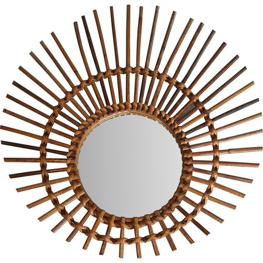 Vintage mirror in rattan, France 1970