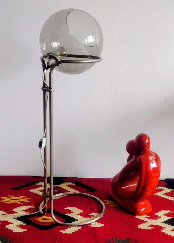 Image 1 of Modernist bauhaus glass ball floor lamp. Designer: Házi Tibor