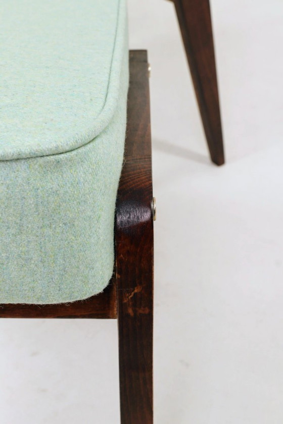 Image 1 of Mid century kids footrest stools pistachio green wool