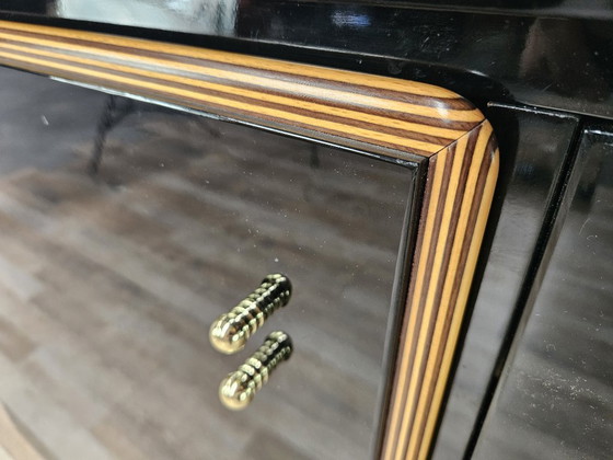 1970er Pierre Cardin Buffetschrank aus schwarz lackiertem Holz – Buffetschränke, Wood, Klassiek (photo 12 of 32)