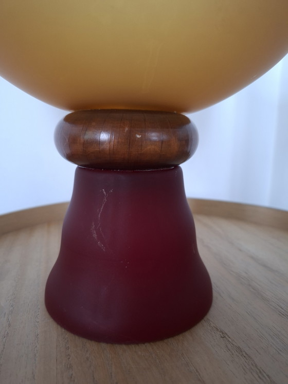Image 1 of Vintage Cive Italian Bowl/Vase - Murano Glass with Wood - 26 cm