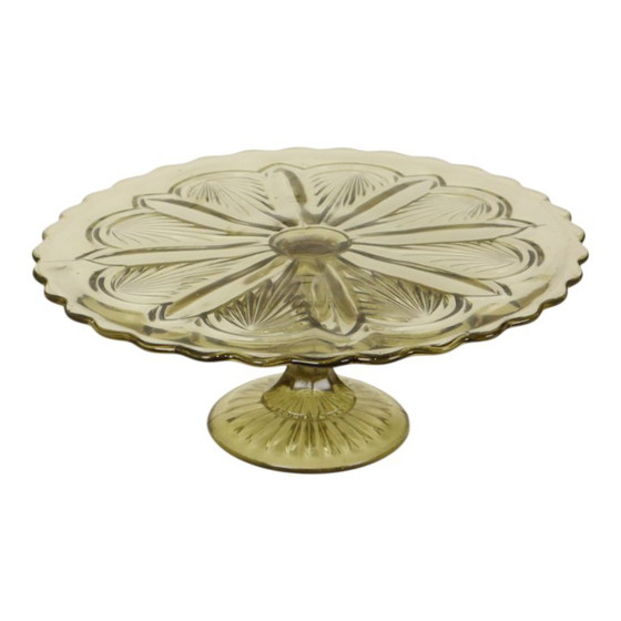 Fuente para pasteles Art Déco, fuente para repostería, vidrio prensado, 27 cm. – Accesorios de mesa, Glass (photo 3 of 11)