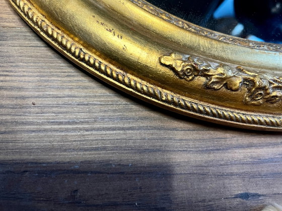 Specchio da parete vintage Art Nouveau, anni '20, molto ben conservato con decoro floreale, cornice in legno (photo 5 of 6)