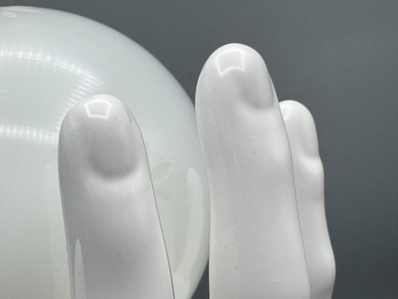 Image 1 of 80s Design Table Lamp With Hands And Glass Sphere