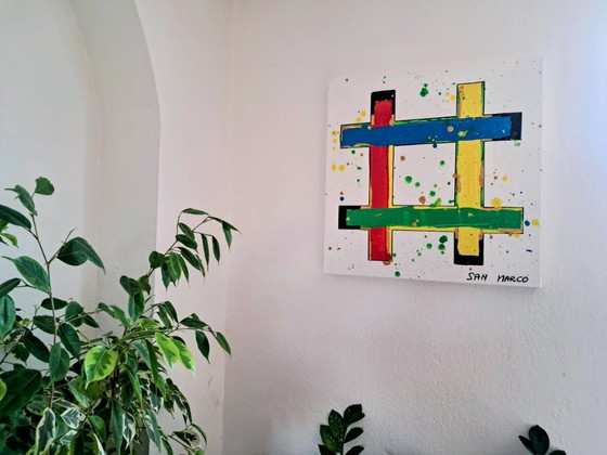 Enzo SAN MARCO - Ordo Ab Chao 2 - Artist's Painting, Paintings & Drawings, Canvas, Red, Abstract (photo 2 of 14)