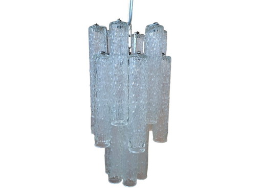 Vintage Murano Glass "Ice Effect" Chandelier – 1970s – Mid-Century Design