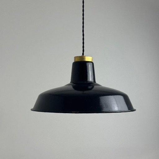Lampada a sospensione industriale vintage smaltata per officina
