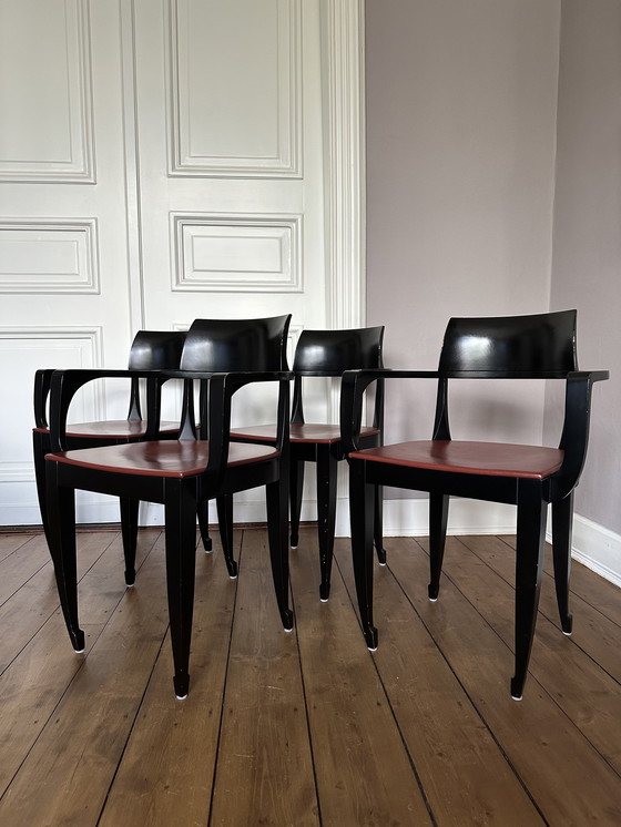 Image 1 of Giorgetti eetkamerset Tafel 50732 radica & Stoelen Ballerina Rosso Bulgare
