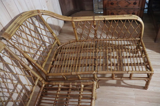 Image 1 of Divano angolare modulare in rattan vintage