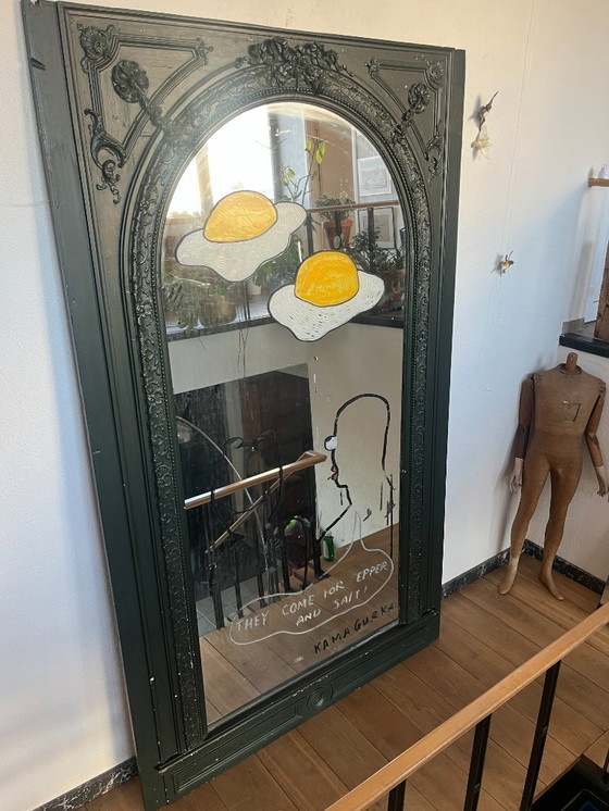 Image 1 of Antiek Château Spiegel Kunstwerk van Kamagurka - "Ze komen voor peper en zout".