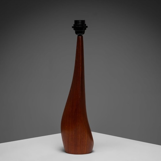 Solid Teak Large Sculptural Table Lamp by Ernst Henriksen, Denmark, 1960s – Wood (photo 4 of 6)