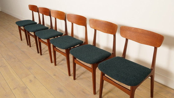 Image 1 of 6 x eetkamerstoelen | Schiønning & Elgaard | Teak | Opnieuw gestoffeerd