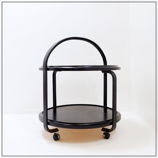 Chariot à boissons en bois de style milieu du XXe siècle avec une finition ébonisée 