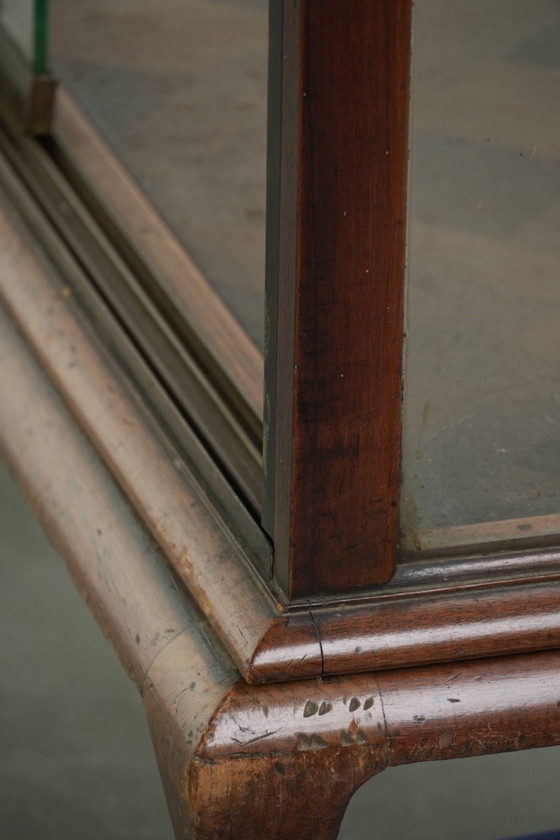 Image 1 of Large antique 19th-century English oak display cabinet/shop cabinet with multiple glass levels