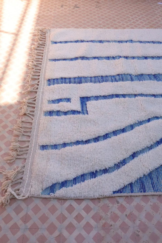 Custom-made blue Moroccan rug, handmade, size 140/260 cm – Aime Té, Rugs & carpets, Wool (photo 9 of 11)