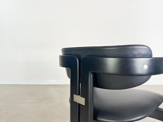 Image 1 of Set originale di 4 sedie Pamplona Pozzi Augusto Savini in pelle