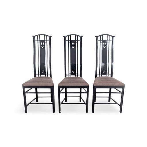 Original 3er Set Giorgetti Stühle Umberto Asnago schwarz Italien