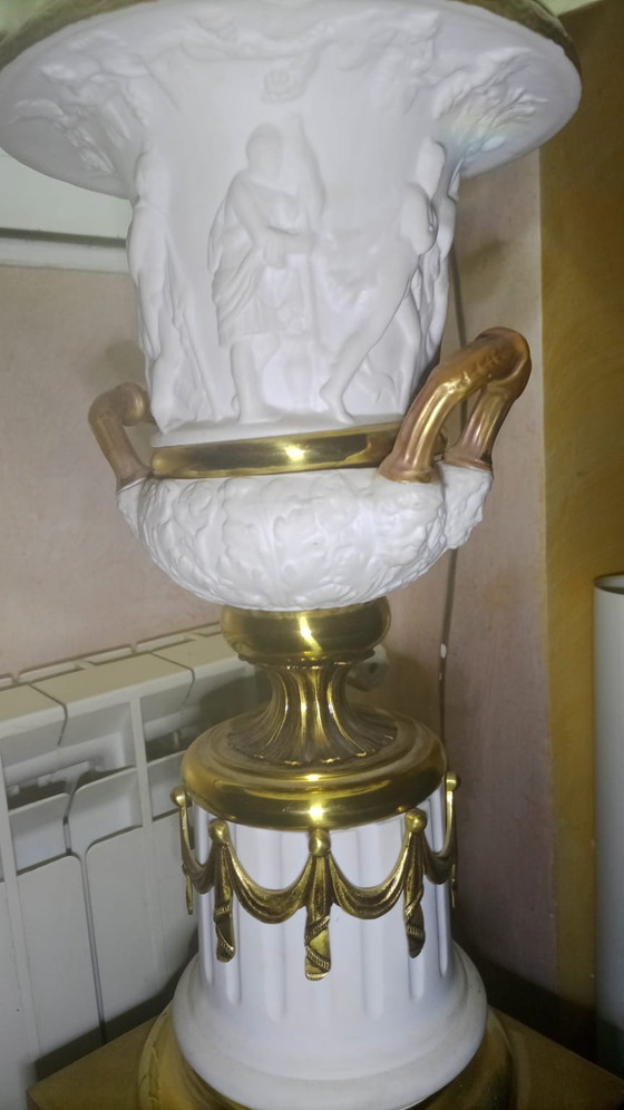 🏛️ Grande Lampada Vintage Classica Bianca e Dorata – Pezzo Decorativo – Lampade da tavolo, Ceramic, Porcelain (photo 7 of 8)